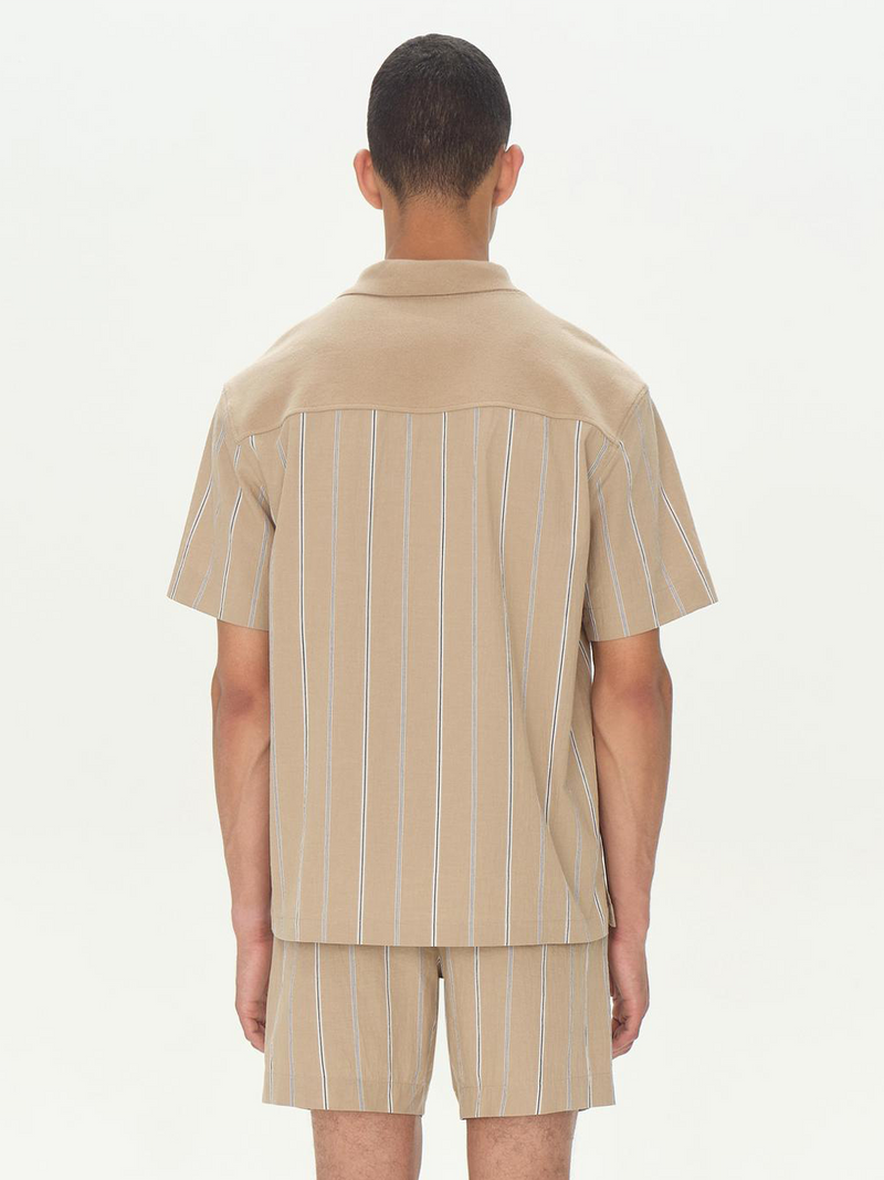 Justin Yarn Dye Stripe Shirt in Khaki