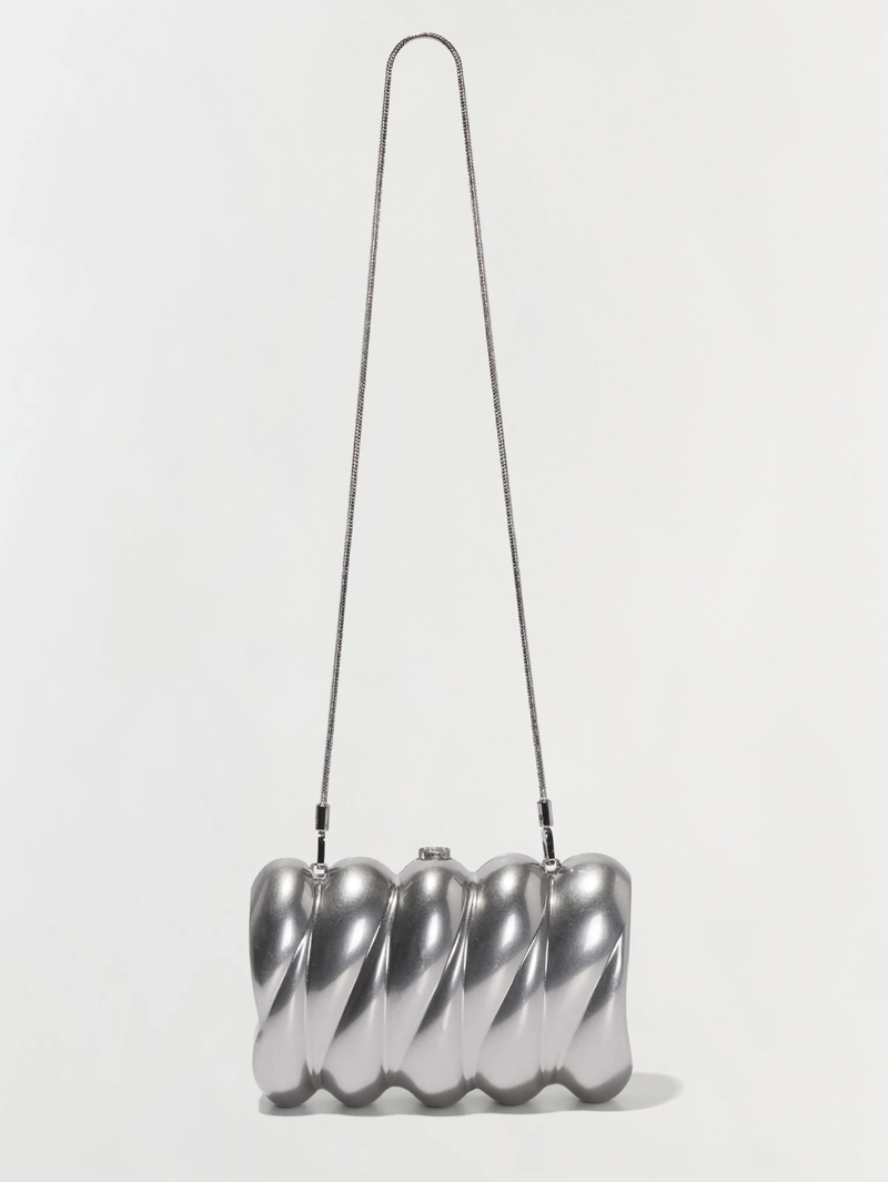 Reya Silver-Tone Metal Clutch