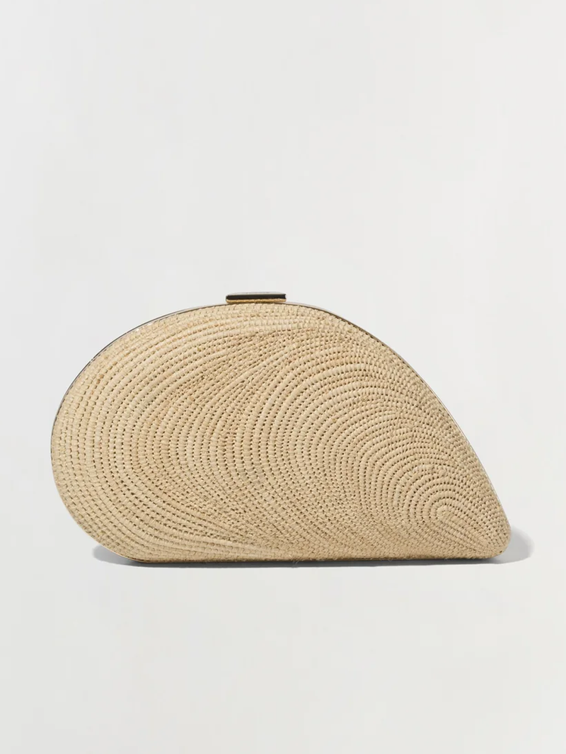 Bridget Raffia Oyster Shell Clutch