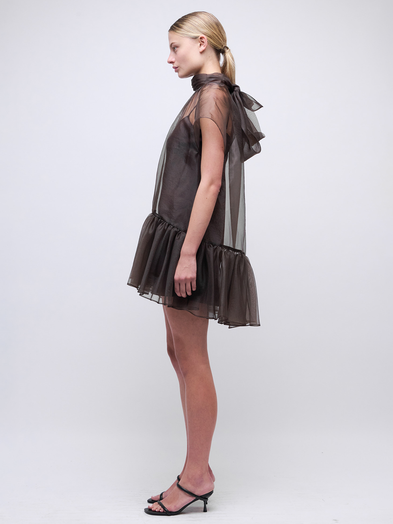 Chocolate Beaux Tiered Mini Dress