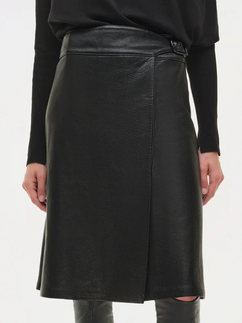 Raddix Leather Midi Skirt