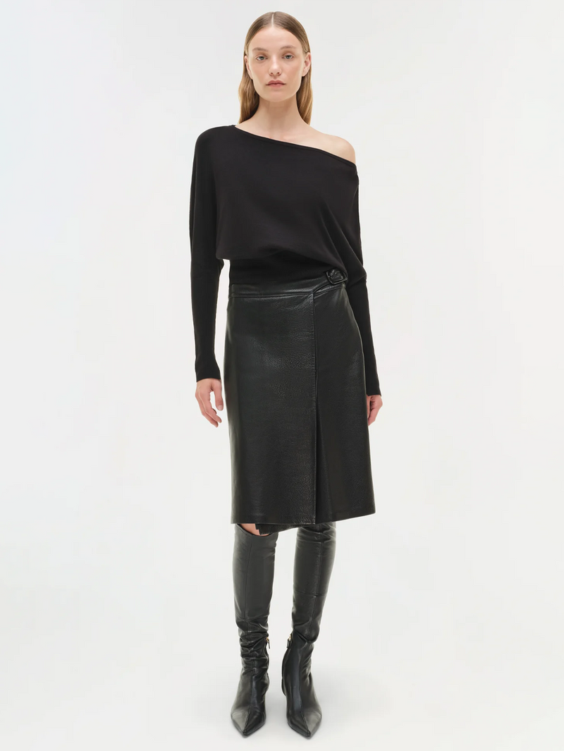 Raddix Leather Midi Skirt
