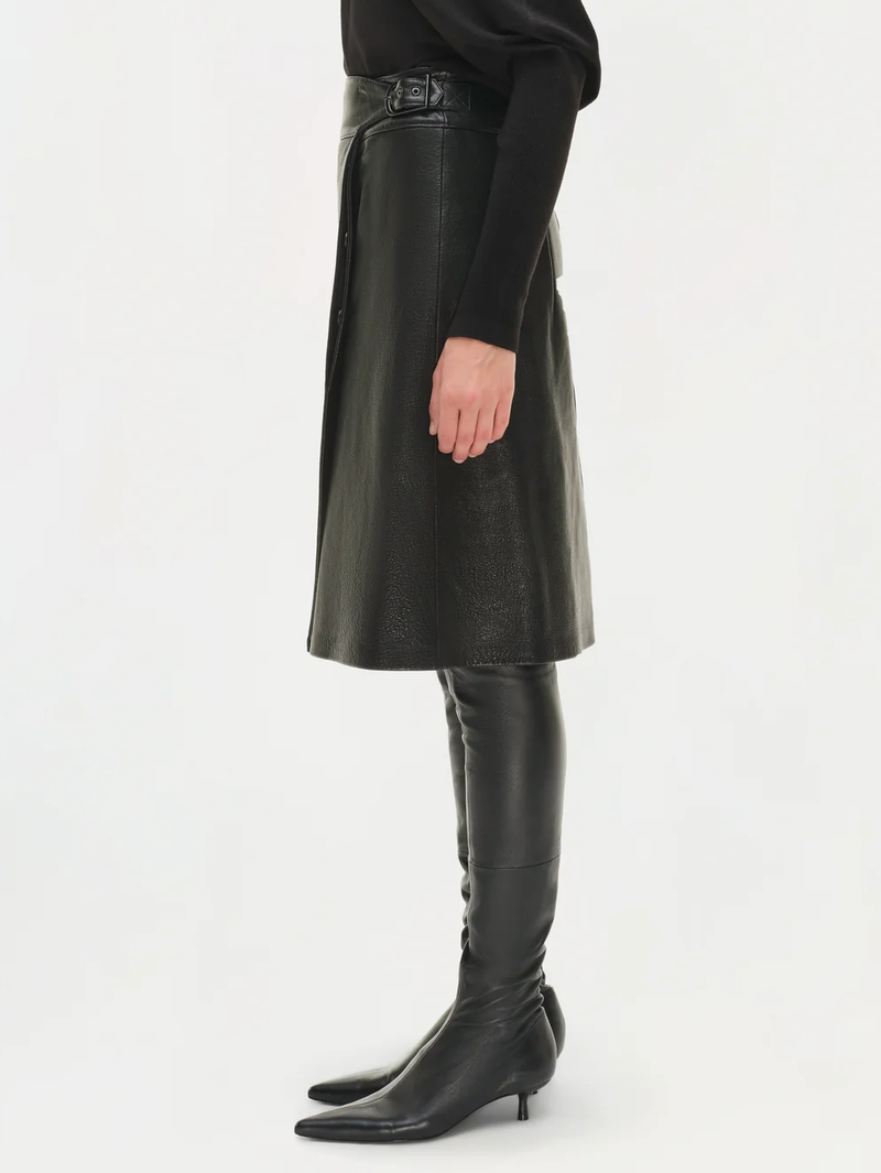 Raddix Leather Midi Skirt