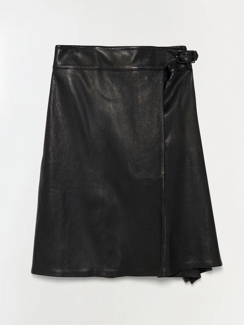 Raddix Leather Midi Skirt