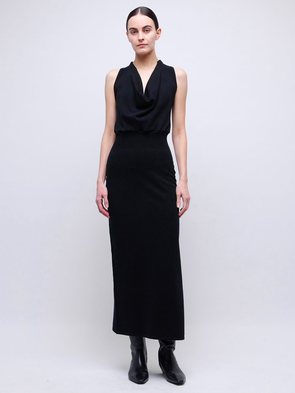 Ramona Knit Cowl-Neck Midi Dress