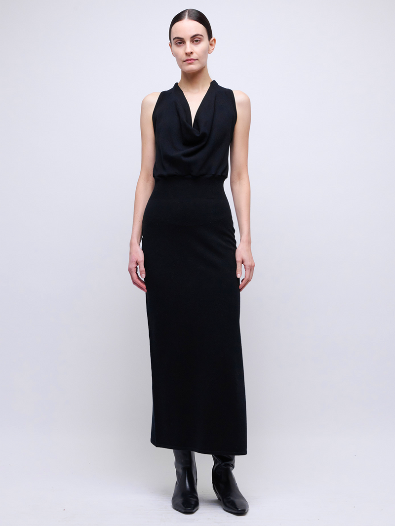 Ramona Knit Cowl-Neck Midi Dress