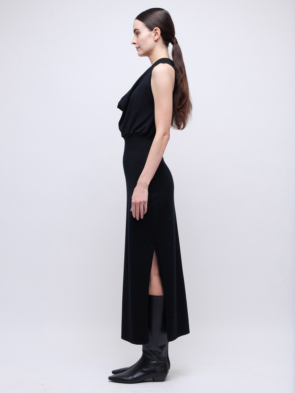 Ramona Knit Cowl-Neck Midi Dress