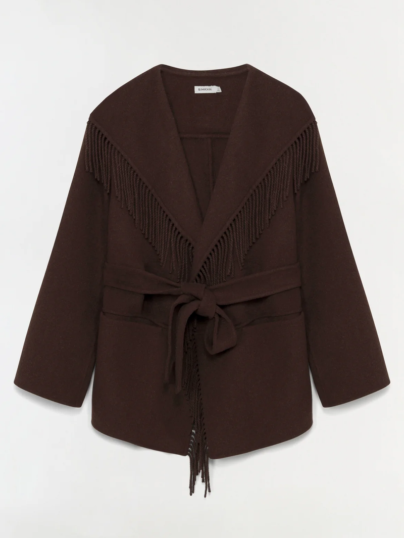 Rowen Fringe Jacket in Chocolate