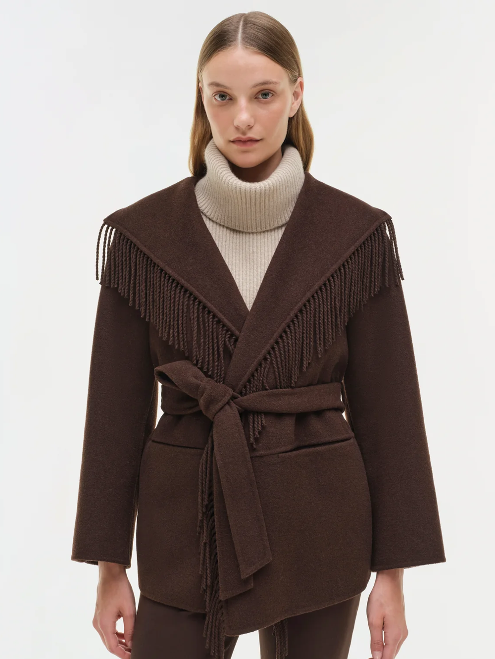 Rowen Fringe Jacket in Chocolate