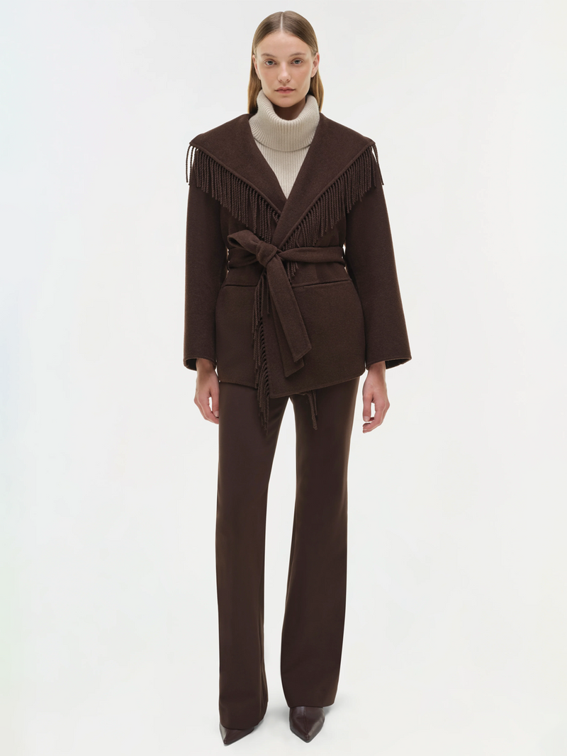 Rowen Fringe Jacket in Chocolate