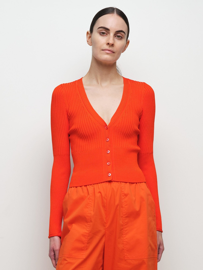 Ailany Rib Knit Cardigan in Lobster