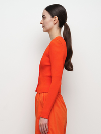 Ailany Rib Knit Cardigan in Lobster