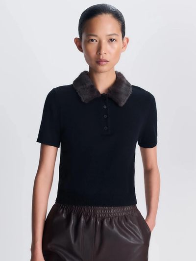 Vayla Short Sleeve Polo in Black Chocolate Multi