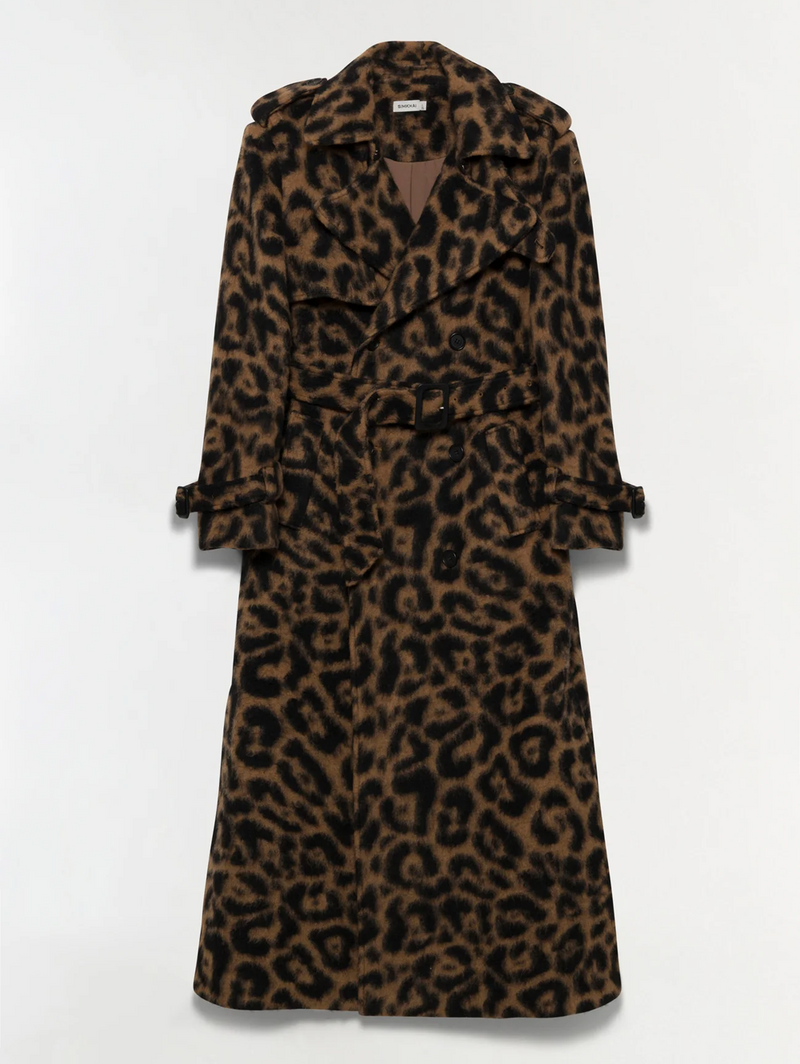 Rumi Long Wool Leopard Overcoat