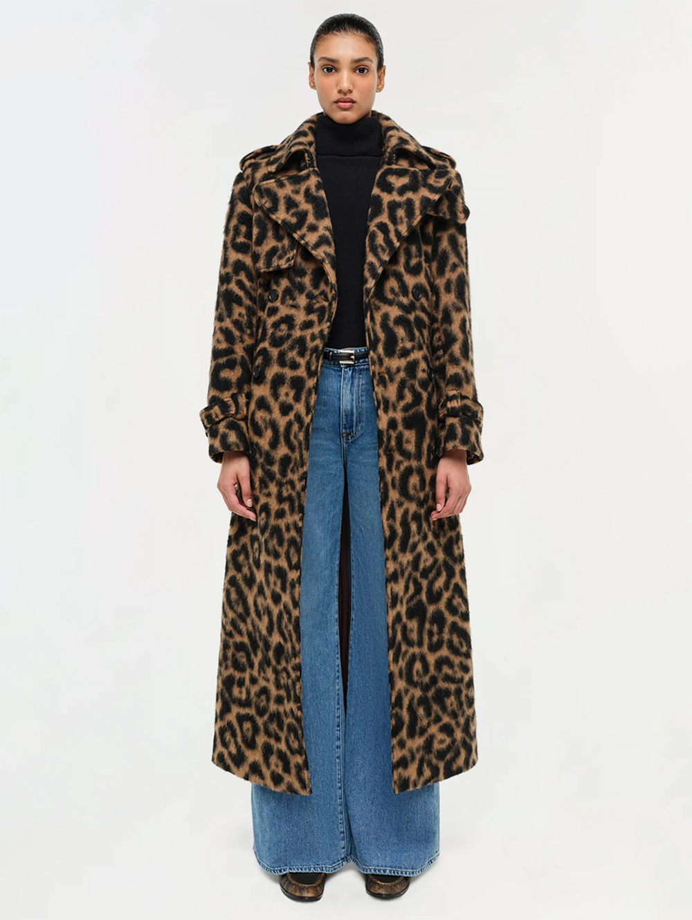 Rumi Long Wool Leopard Overcoat