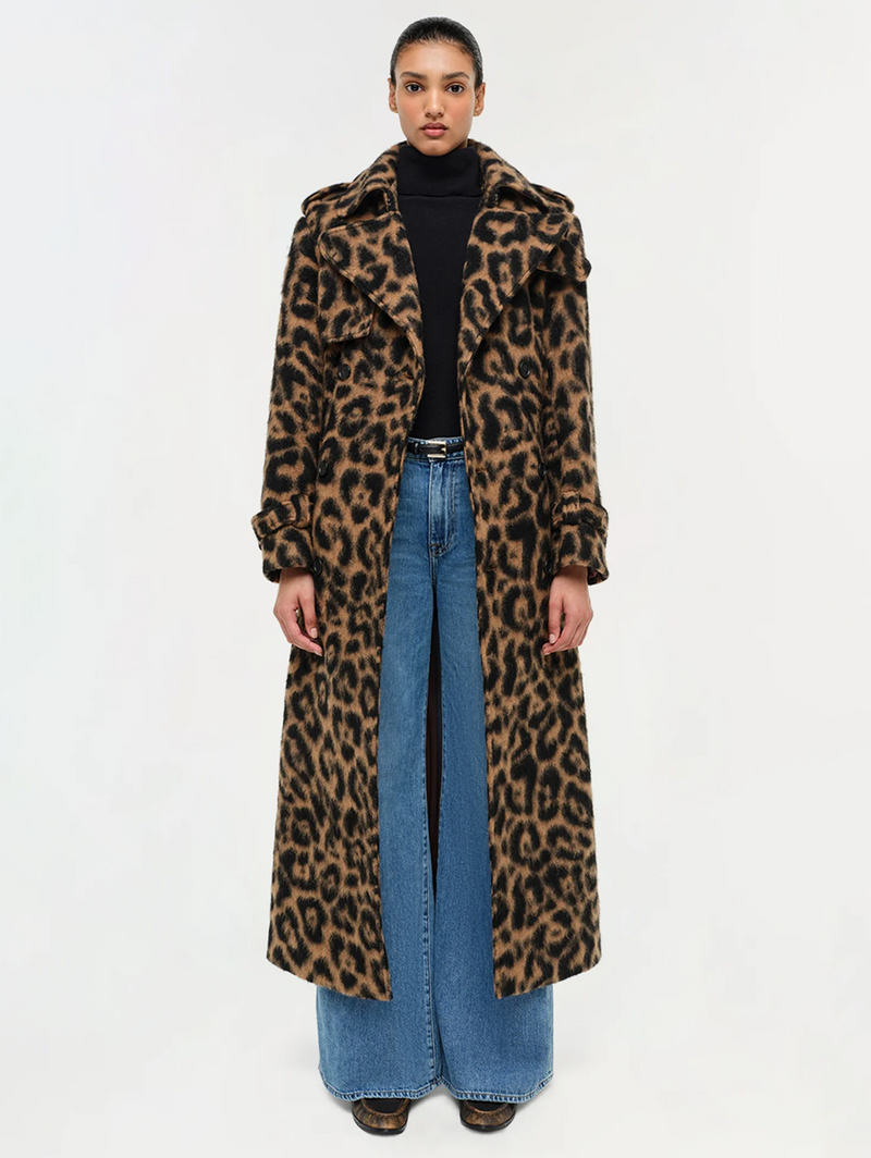 Rumi Long Wool Leopard Overcoat
