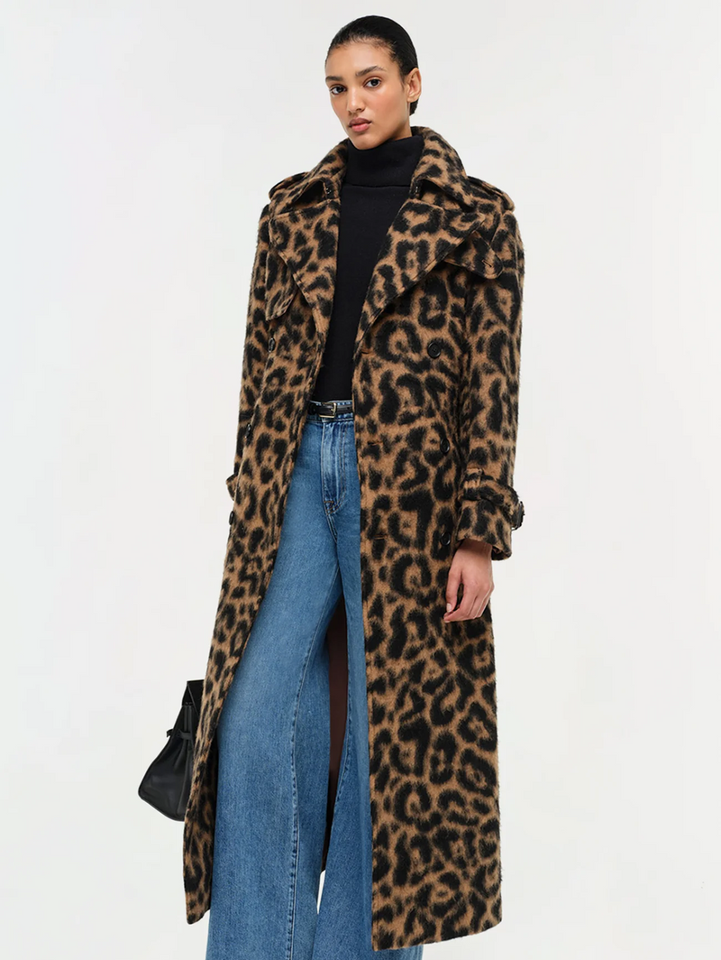 Rumi Long Wool Leopard Overcoat