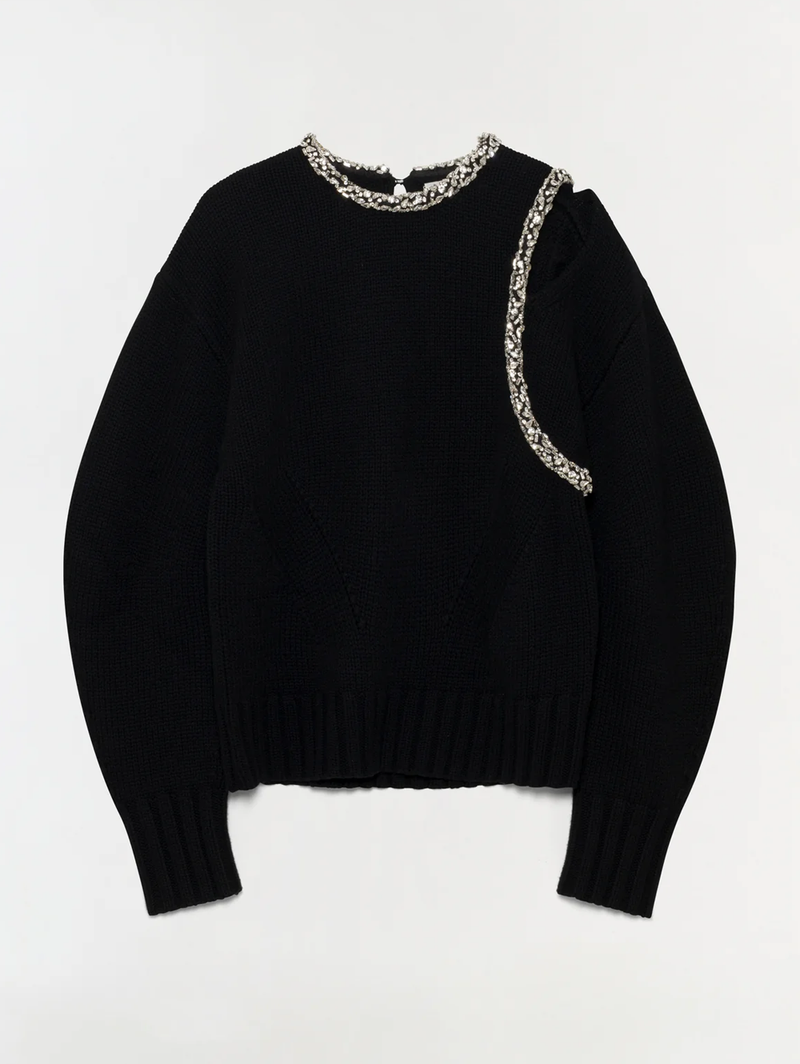 Monroe Embellished Pullover in Black