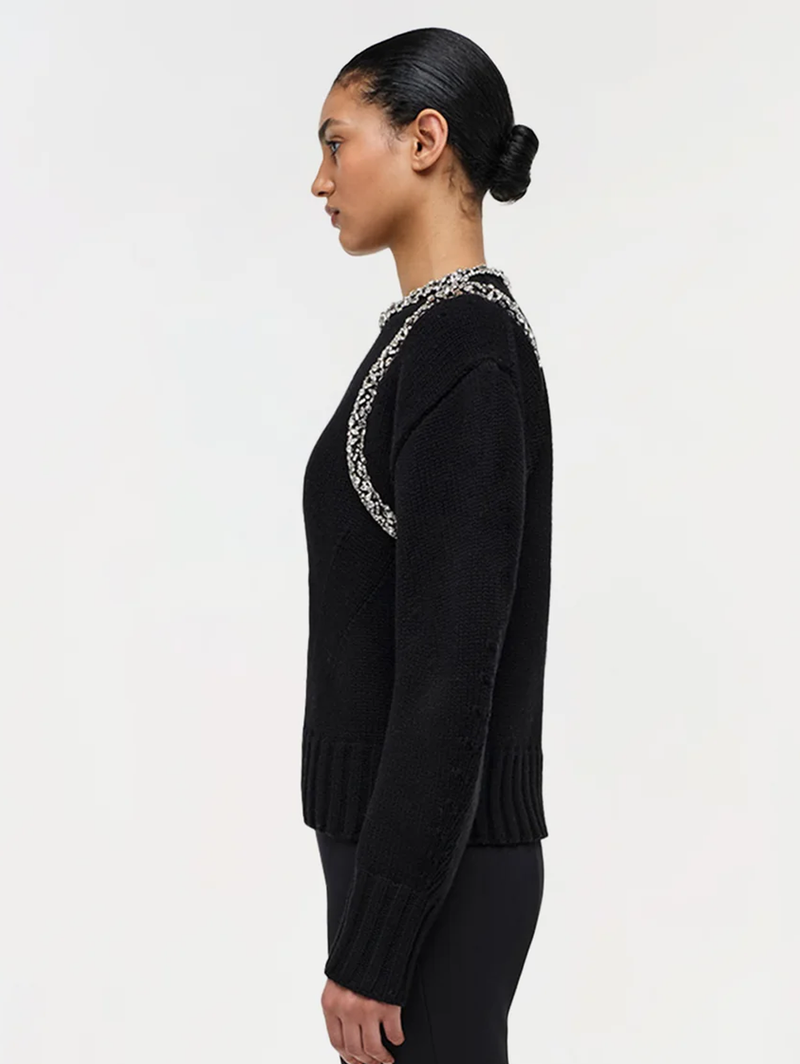 Monroe Embellished Pullover in Black