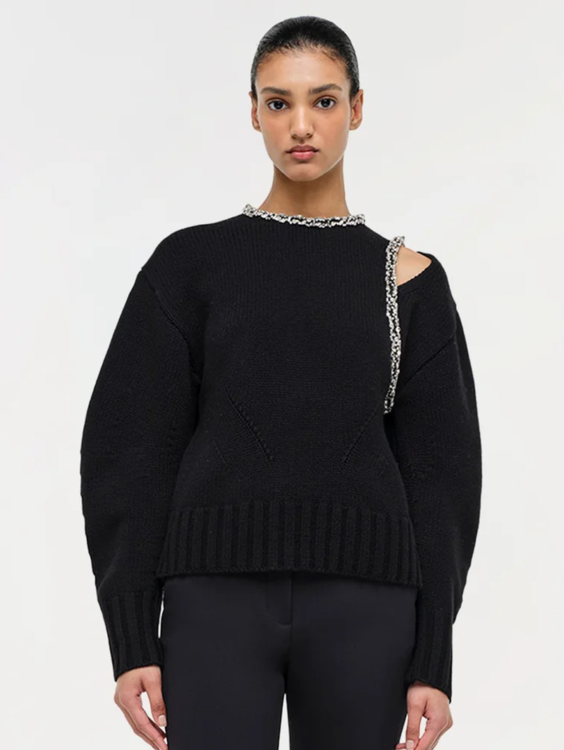 Monroe Embellished Pullover in Black