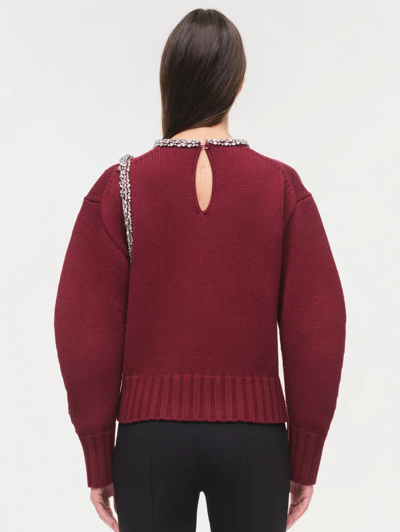 Monroe Embellished Pullover in Oxblood