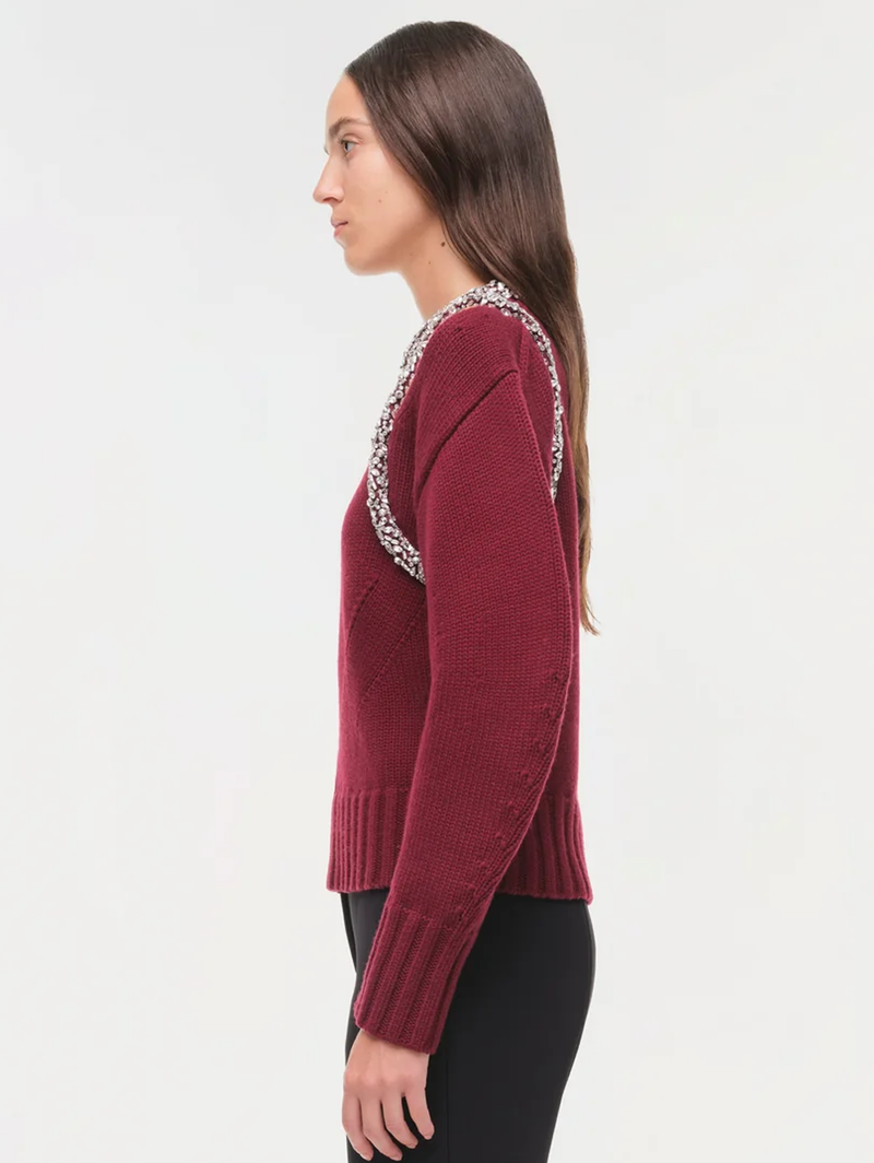 Monroe Embellished Pullover in Oxblood