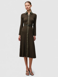Ismelle Collared Midi Dress in Dark Olive