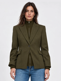 Auden Knit Combo Blazer in Dark Olive