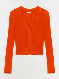 Ailany Rib Knit Cardigan in Lobster