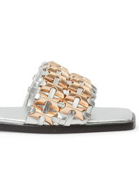 Faye Beaded Metallic Leather Flats