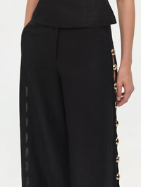Cayman Studded Linen Wide Leg Pant