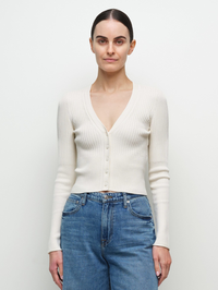 Ailany Rib Knit Cardigan in Ivory