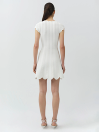 Evalynn Wavy Knit Mini Dress in Ivory