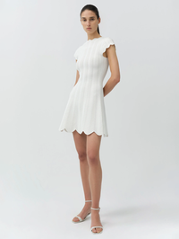 Evalynn Wavy Knit Mini Dress in Ivory