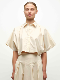 Blair Cotton Short Sleeve Shirt in Stone