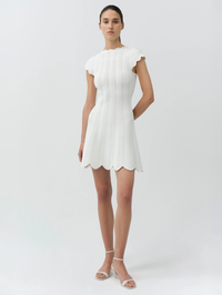 Evalynn Wavy Knit Mini Dress in Ivory