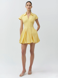 Lirinne Cotton Bubble Mini Dress in Golden Haze