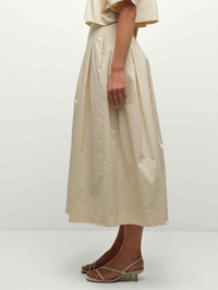 Elora Cotton Midi Skirt in Stone