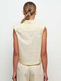 Winslow Sleeveless Cropped Shirt in Buttercream Stripe