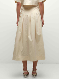 Elora Cotton Midi Skirt in Stone