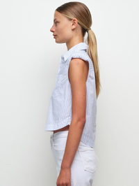 Winslow Sleeveless Cropped Shirt in White Stripe