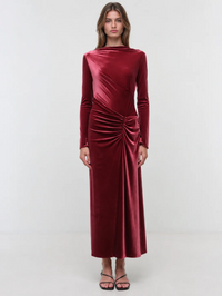 Ferrera Long Sleeve Midi Dress in Lipstick