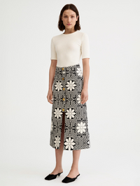 Black Graphic A-Line Midi Skirt by SMYTHE - View 3