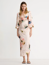 Blush Floral Asymmetrical Midi Dress by SMYTHE-BLUSH FLORAL-AMY Atelier