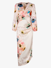 Blush Floral Asymmetrical Midi Dress by SMYTHE - View 3