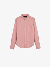 Flat lay of the SMYTHE Button Down Shirt in Vintage Rose showing the button-down collar and chest pockets