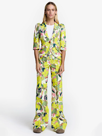 Citrus Cabana Crop Sleeve Pouf One Button Blazer by SMYTHE - View 2