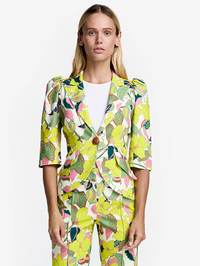 Citrus Cabana Crop Sleeve Pouf One Button Blazer by SMYTHE - View 4