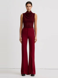 Full length front view of the SMYTHE Classic Pant in Garnet Fleck with a mid-rise and subtle A-line leg