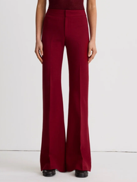 Front view of the Lisbon Straight Leg Pant in Garnet Fleck by SMYTHE with high-rise waistband